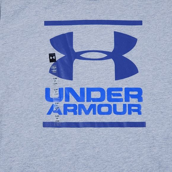 Under Armour Tshirt Mens Small Grey Foundation Logo Graphic Tee Active Gym Top - Picture 2 of 9
